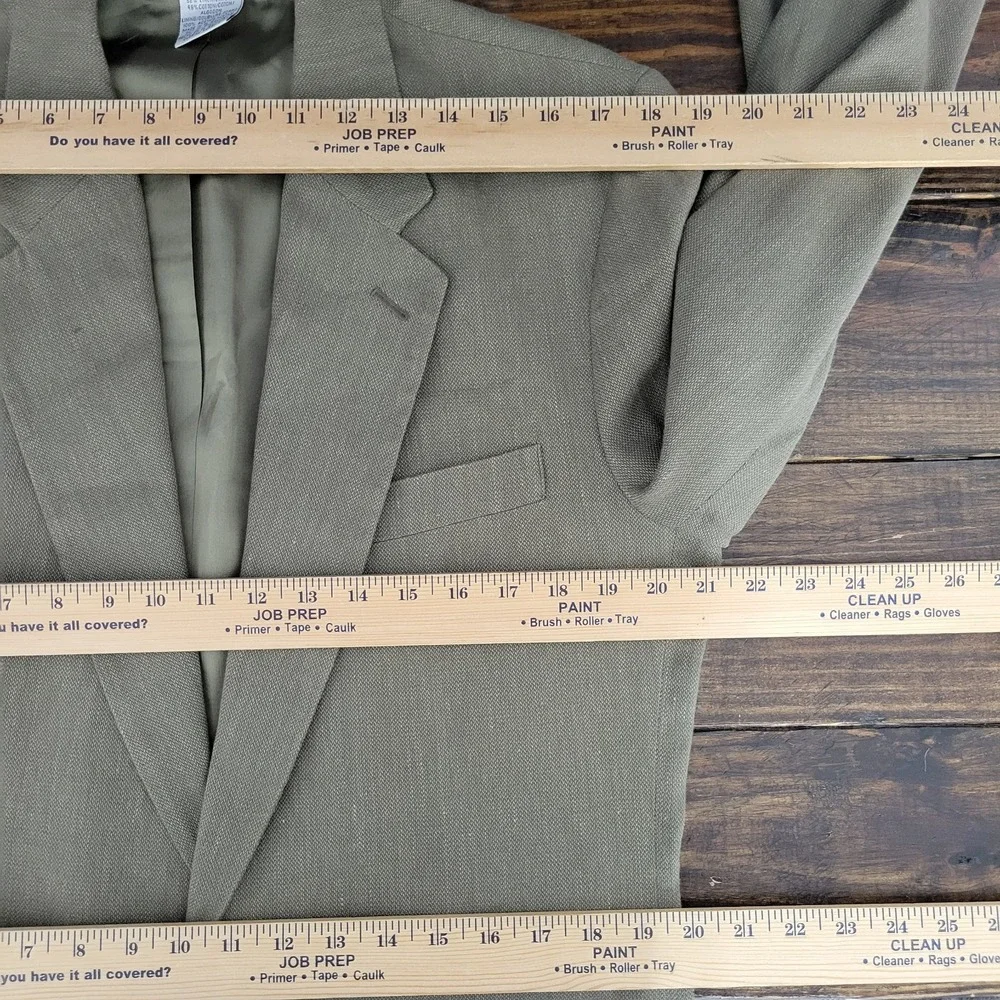 Claiborne Men's Sport Coat Blazer‎ Two Button Green Cotton Linen Blend 40R